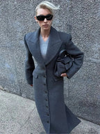 Burgundy Fake Pockets Overcoat image 5
