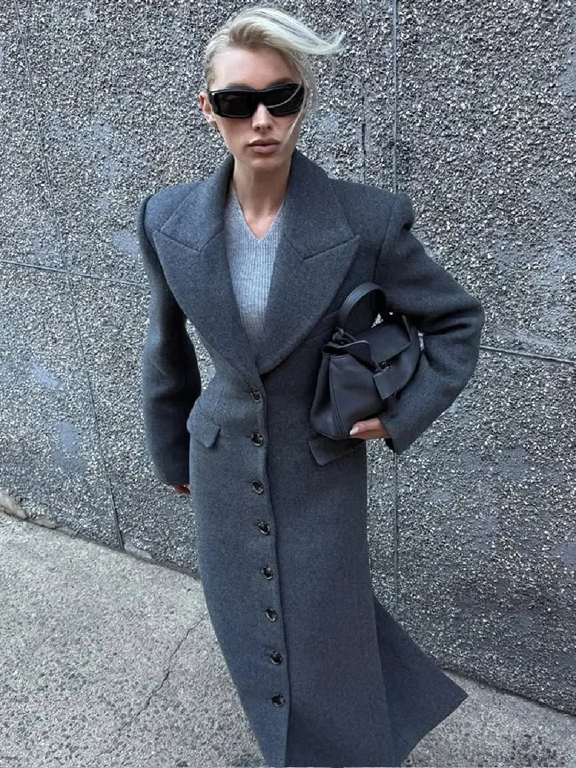 Burgundy Fake Pockets Overcoat image 5
