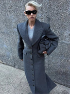 Burgundy Fake Pockets Overcoat image 7
