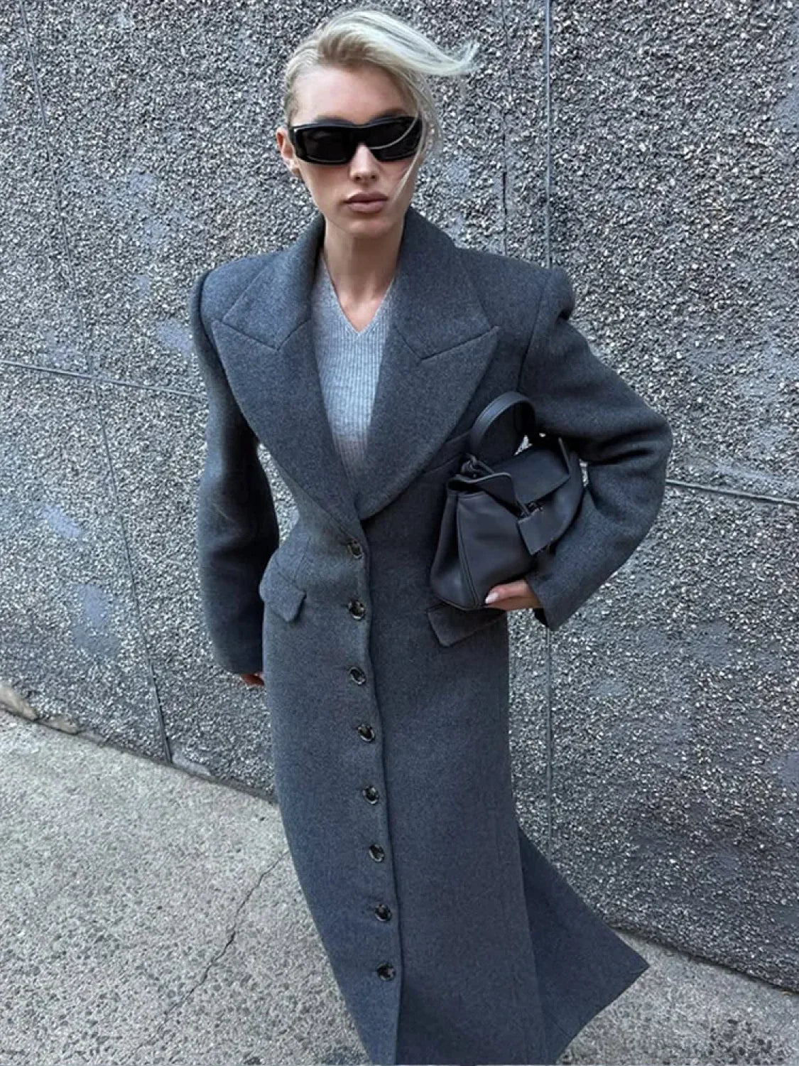 Burgundy Fake Pockets Overcoat image 7