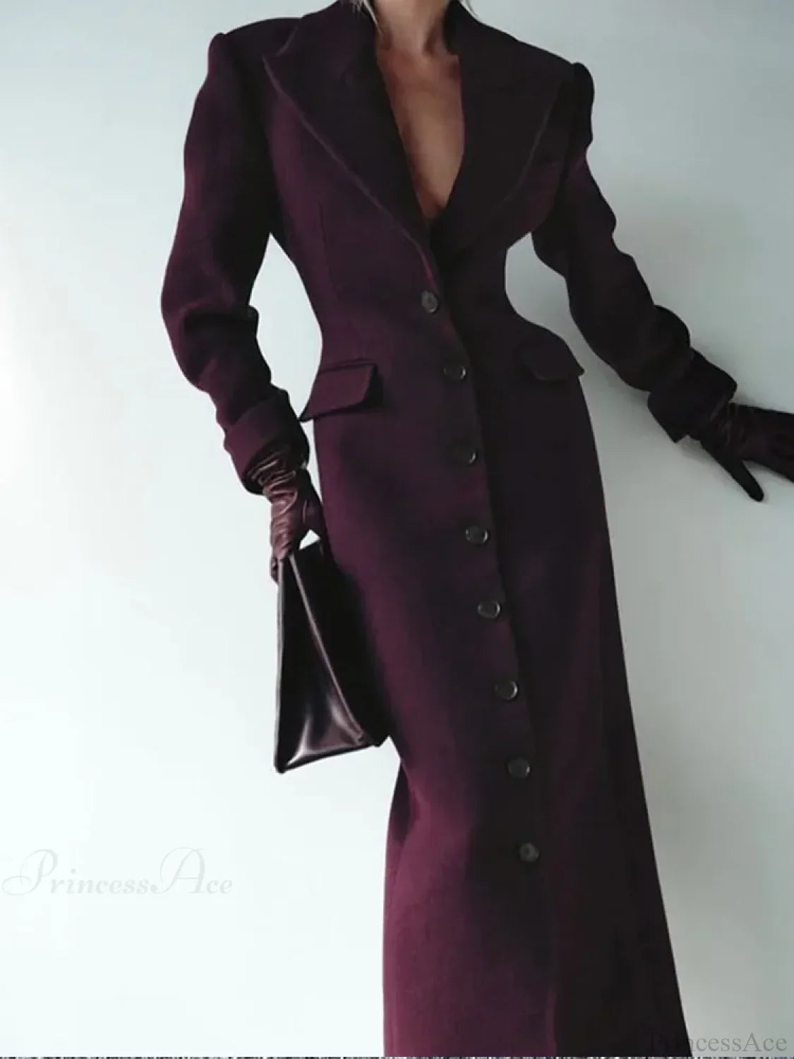 Burgundy Fake Pockets Overcoat image 8