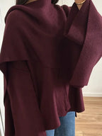 Burgundy Knit Jacket with Scarf Coat image 2