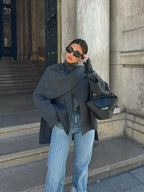 Burgundy Knit Jacket with Scarf Coat image 3