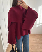 Burgundy Knit Jacket with Scarf Coat image 4
