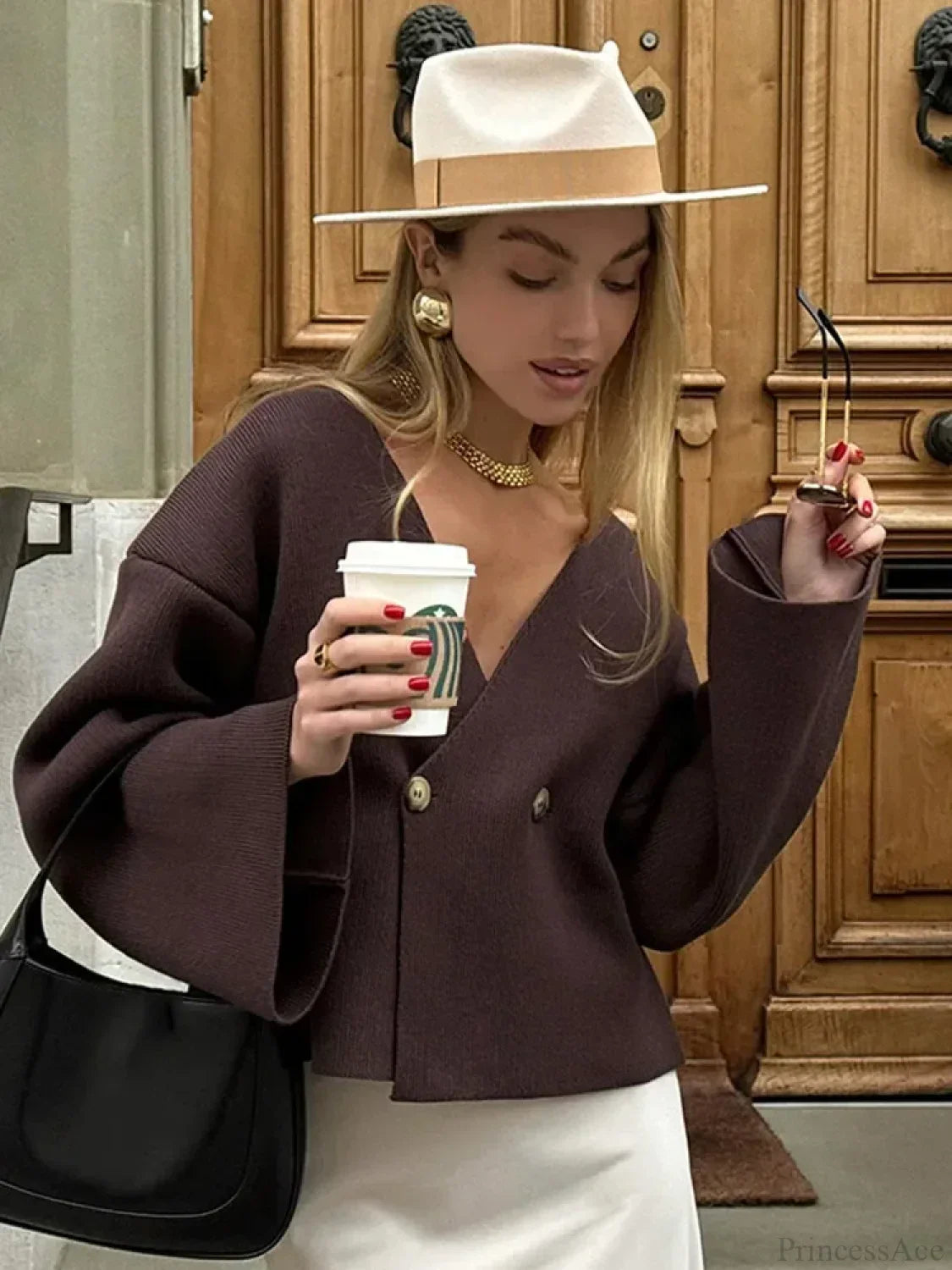Burgundy Loose Long Sleeve Cardigan image 1