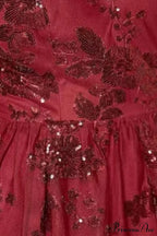 Burgundy Sequins Stylish Backless Mini Dress image 4