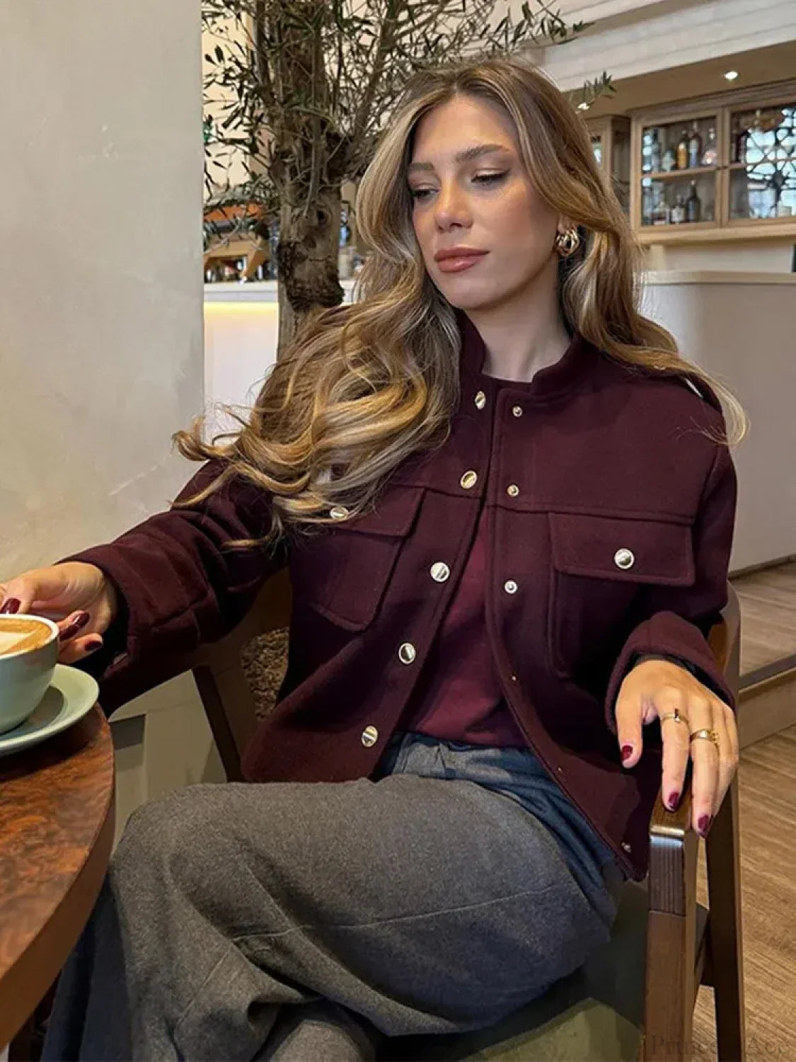 Burgundy Single Breasted Suit Coat image 5