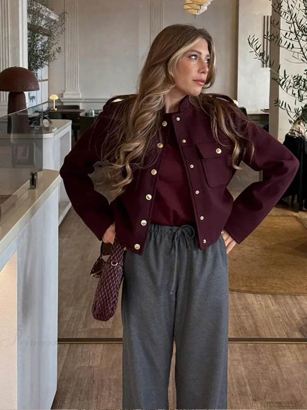 Burgundy Single Breasted Suit Coat image 4