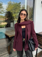 Burgundy Woolen Blends Suit Coat image 4