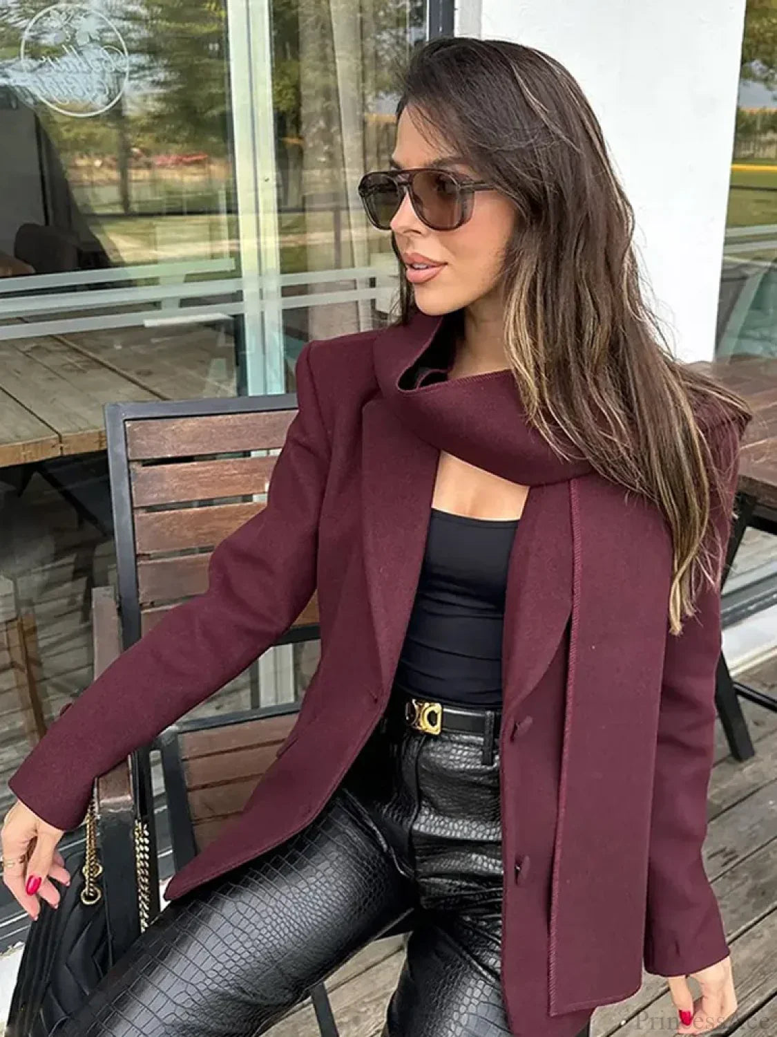 Burgundy Woolen Blends Suit Coat image 2