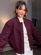 Burgundy Zipper Short Coat image 4