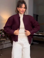Burgundy Zipper Short Coat image 7