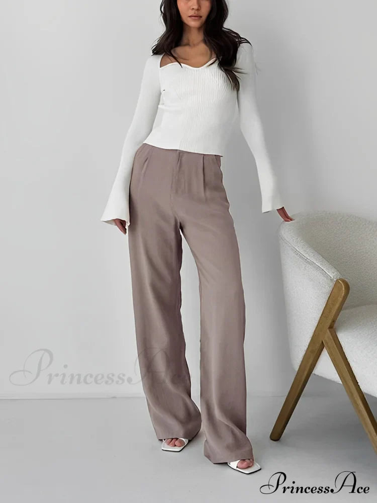 Business Casual Pleat Trendy Wide Leg Dress Pants image 2