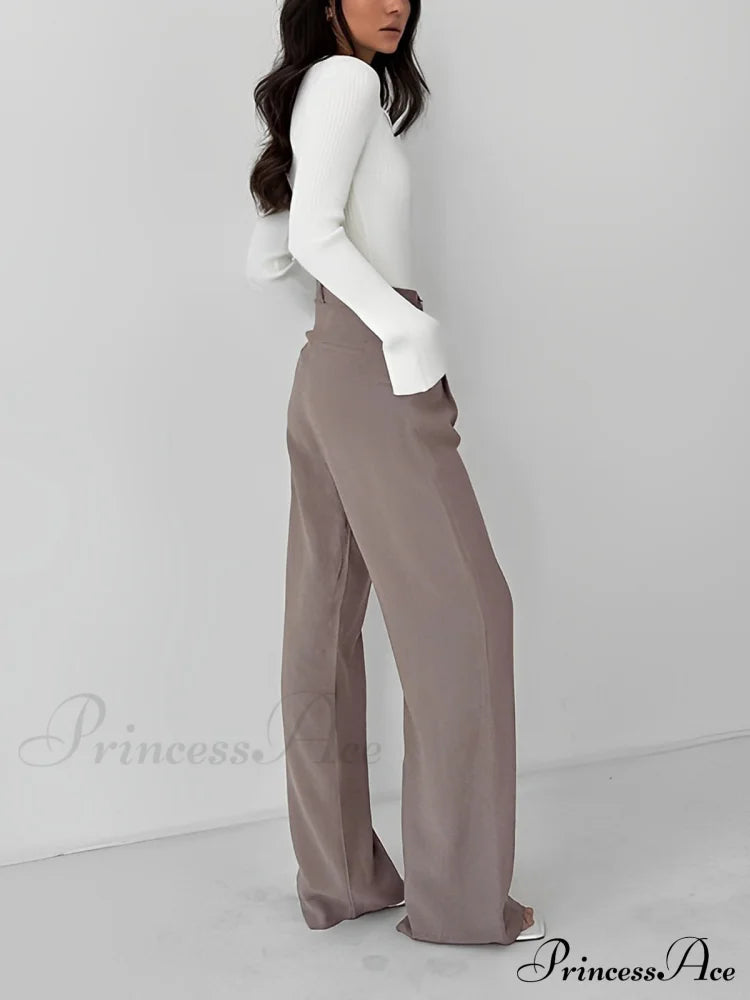 Business Casual Pleat Trendy Wide Leg Dress Pants image 4