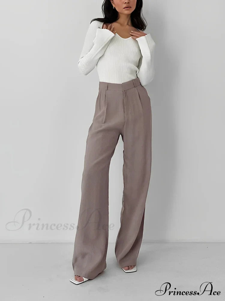 Business Casual Pleat Trendy Wide Leg Dress Pants image 3
