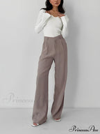 Business Casual Pleat Trendy Wide Leg Dress Pants image 3