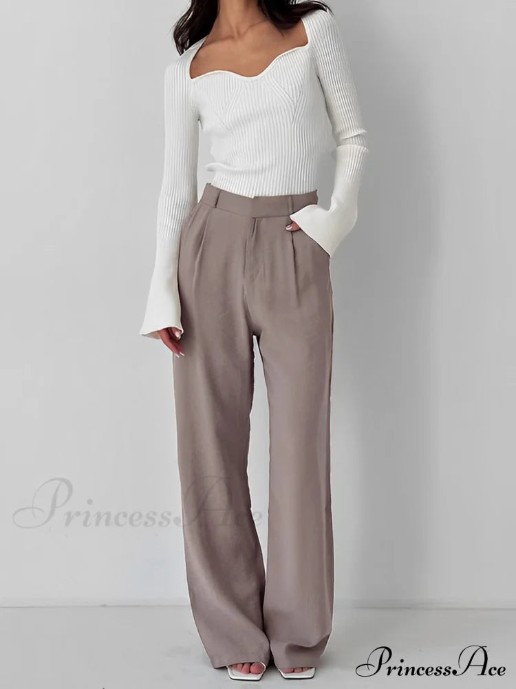 Business Casual Pleat Trendy Wide Leg Dress Pants image 1