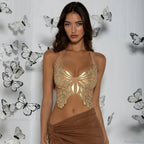 Butterfly Appliques Backless Bandage Halter Crop Top image 4