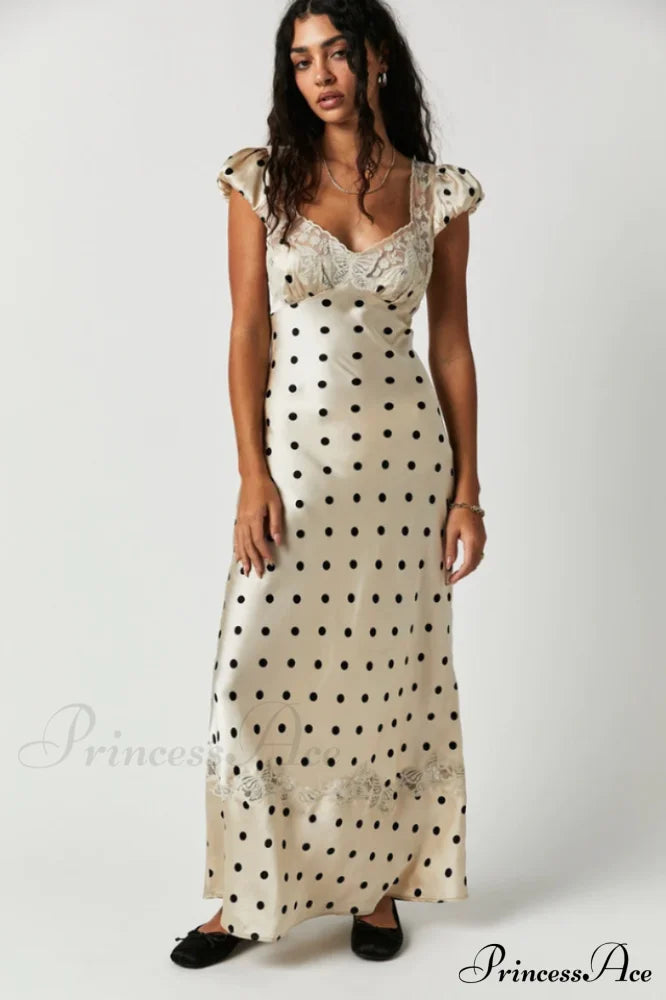 Butterfly Babe Lace Charming Polka Dot Maxi Dress image 1