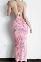 Butterfly Backless Midi Dress with Halterneck image 3