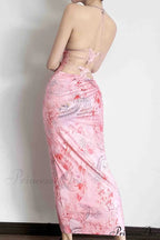 Butterfly Backless Midi Dress with Halterneck image 2