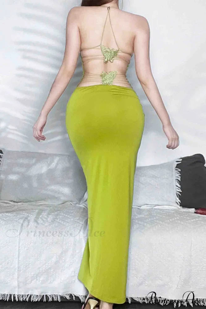 Butterfly Backless Midi Dress with Halterneck image 13