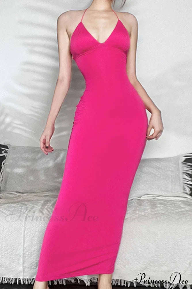 Butterfly Backless Midi Dress with Halterneck image 19