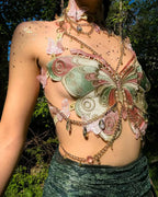 Butterfly Embroidered Crystal Chain Backless Crop Top image 4