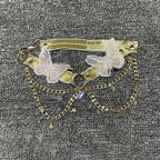 Butterfly Embroidered Crystal Chain Backless Crop Top image 6