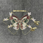 Butterfly Embroidered Crystal Chain Backless Crop Top image 10