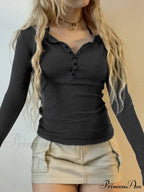 Minimalist Versatile Buttoned Knit Top image 1