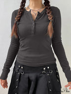 Minimalist Versatile Buttoned Knit Top image 5