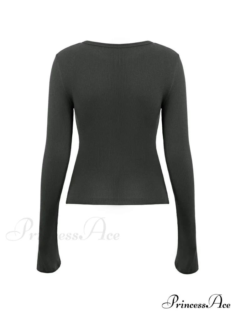 Minimalist Versatile Buttoned Knit Top image 6