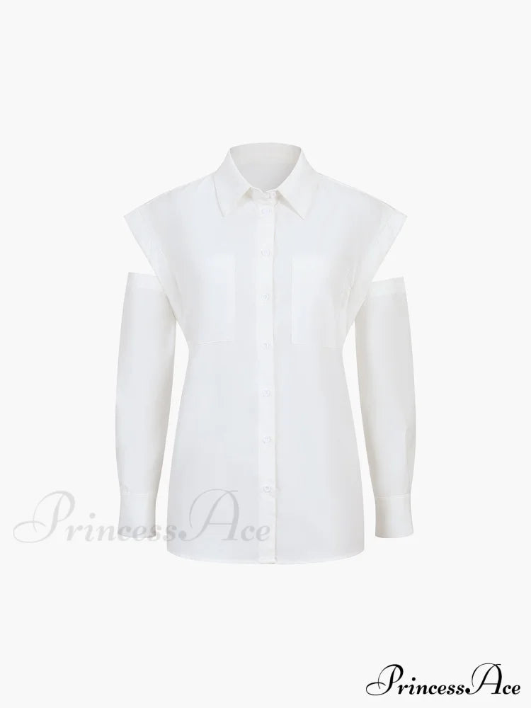 Button Down Cutout Trendy Long Sleeve Shirt image 2