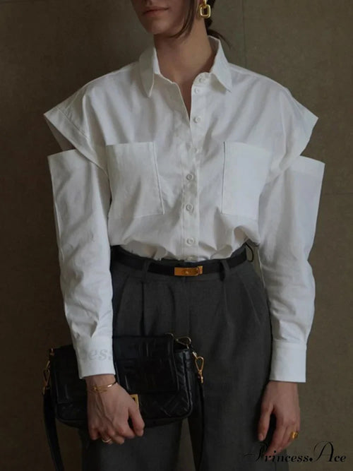 Button Down Cutout Trendy Long Sleeve Shirt image 1
