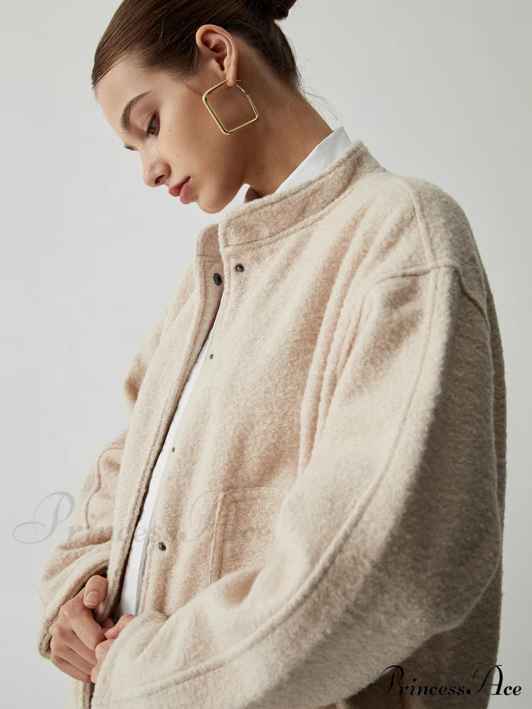Button Down Double Trendy Pockets Bomber Jacket image 4