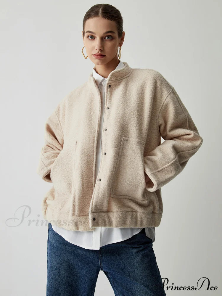 Button Down Double Trendy Pockets Bomber Jacket image 3