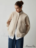Button Down Double Trendy Pockets Bomber Jacket image 1