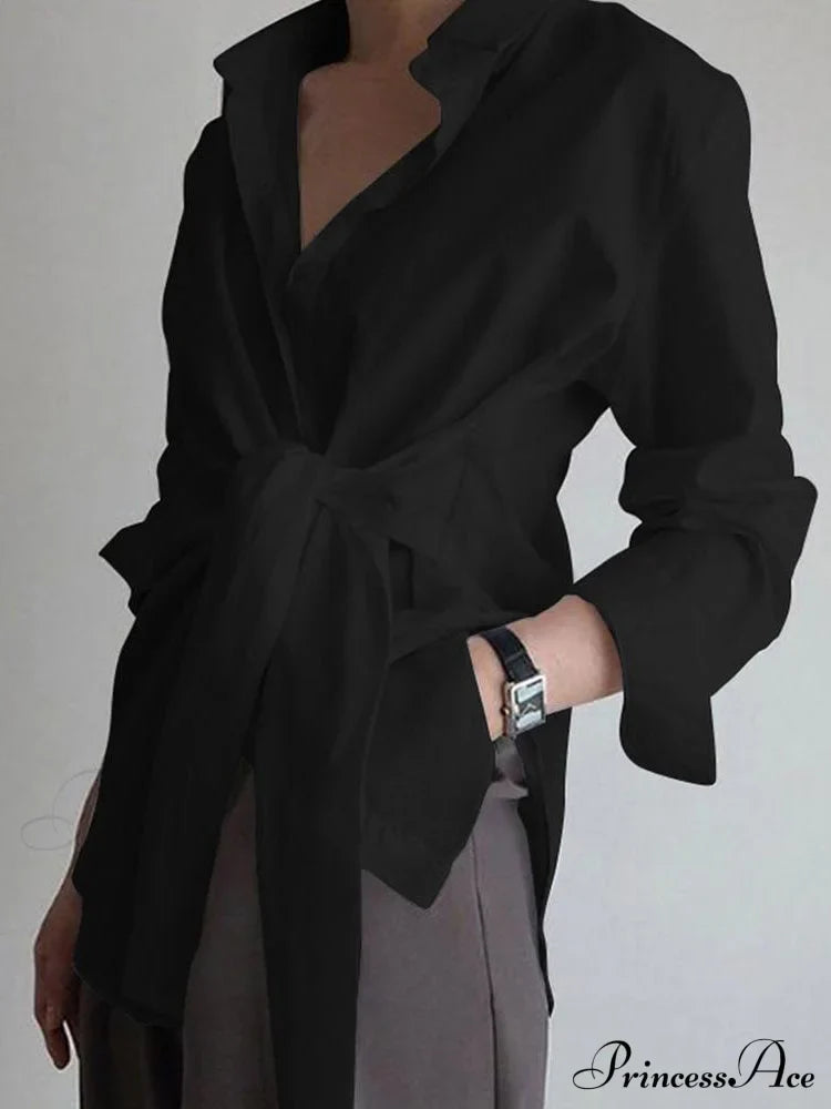 Button Down Graceful Tied Long Shirt image 6