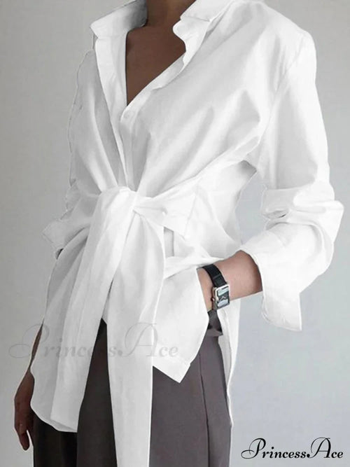 Button Down Graceful Tied Long Shirt image 1