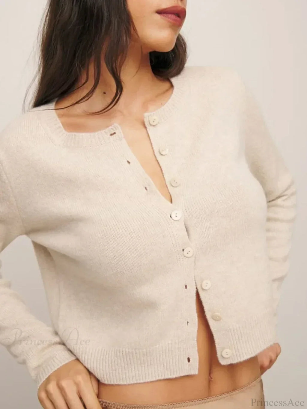 Button-Down Solid Long Sleeve Casual Soft Knit Cardigan image 4