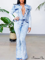 Button Front Graceful Denim Corset Top image 8