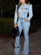 Button Front Graceful Denim Corset Top image 6