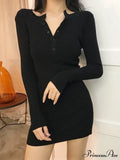 Button Front Patchwork Trendy Long Sleeve Mini Dress image 3
