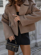 Button Patchwork Simple Fashion Coat image 4