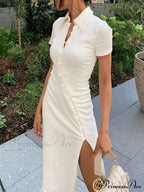 Button Sleeveless Graceful Ripped Denim Dress image 2
