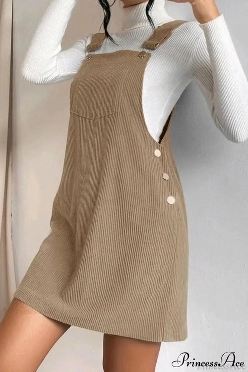 Button Strap Corduroy Dress image 2