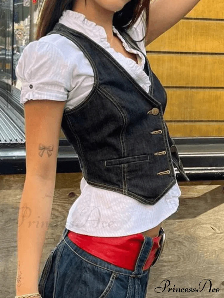 Button Up Eyelet Trendy Embroidery Crop Top image 3