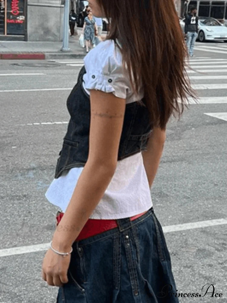 Button Up Eyelet Trendy Embroidery Crop Top image 4
