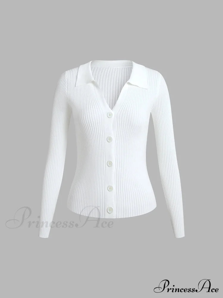 Button Up Graceful Collared Cardigan image 2
